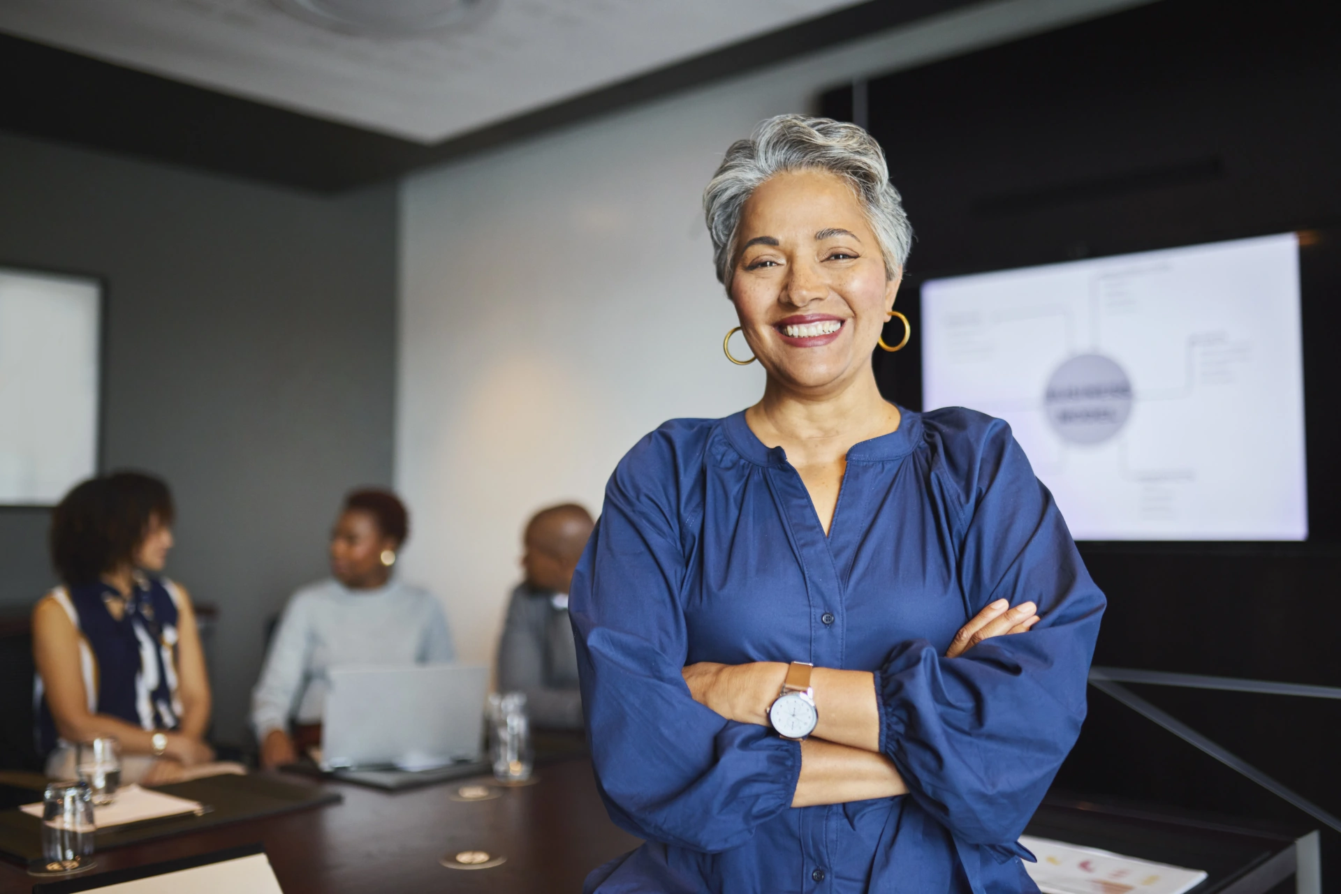 Portrait of a smiling businesswoman with crossed arms